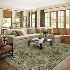 Washable Area Rugs for Living Room: 8x10 Rug Boho Vintage Rugs Stain Resistant Non Slip Low Pile Lightweight Soft Carpets for Bedroom Kitchen Dining Room Nursery Kids Room Farmhouse Home Office