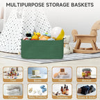 3-Pack Storage Baskets for Organizing | Woven Shelf Toy Basket | Rope Baskets for Gifts Empty | Closet Organizer Bins with Handles | Cube Decorative Box | 13.7×7.1×6.7” | Dark Green