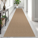 EARTHALL Woven Runner Rug 2.6x12 Ft Washable Runners for Hallways Extra Long Cotton Non Slip Rubber Backed Kitchen Runner Braided Indoor Floor Carpet for Entryway, Hall, Kitchen, Orange/Tan/Brown