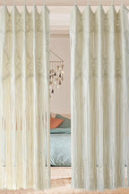 IOWER Macrame Curtains Windows 2 Panels 50" Wx75 L Macrame Closet Doorway Boho Curtains Long Macrame Decor Wedding Backdrop
