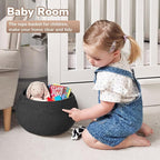 Goodpick Small Rope Storage Basket, Black Round Baskets for Socks, Dog Toys, Towels, Cute Baby Basket for Living Room, Bedroom, Nursery, Towel Baskets for Bathroom, 10 x 8.3 inches