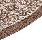 Rugs.com Outdoor Aztec Collection Rug – 8 Ft Round Brown Flatweave Rug Perfect for Kitchens, Dining Rooms