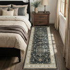 Area Rugs 2'x6' Runner Rug Non Slip Washable for Kitchen Hallway Bedroom Beside Laundry Room Bathroom Rug, Floor Carpet, Vintage Black Brown Neutral