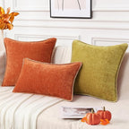decorUhome Chenille Soft Cozy Throw Pillow Covers 26x26 Set of 2, Modern Farmhouse Boho Velvet Decorative Euro Sham Pillow Cases with Stitched Edge for Couch Sofa Bed Home Decor, Rust