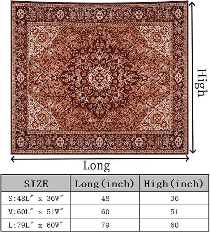 Apdidl Boho Mandala Hippie Wall Tapestry for Bedroom Aesthetic, Indian Bohemian Floral Tapestries Blanket Art Decor, Vintage Orange Fabric Vertical Wall Hanging for Living Room Dorm 36" X 48"