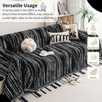 Chenille Couch Cover Pet Friendly, Sofa Cover Washable, Reversible Sofa Slipcover for Sectional Sofa, Loveseat, 2 or 3 Cushion Couch, Corner Sofa, Futon Cover (71" X 118", Black)