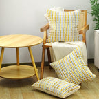 Boho Chenille Striped Pillow Cover 18x18 Inch, Decorative Pillow Cover for Couch Bed Sofa Living Room Bedroom Farmhouse Modern Home Decor Accent Pillowcases Set of 1, Yellow White