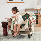 Touchat Native American Blanket Western Decor Boho Throw Blanket for Sofa, Mexican Decorative Farmhouse Blanket, Southwest Decor Woven Blankets, Aztec Throw Blankets with Tassel(Beige,50×60 inch)