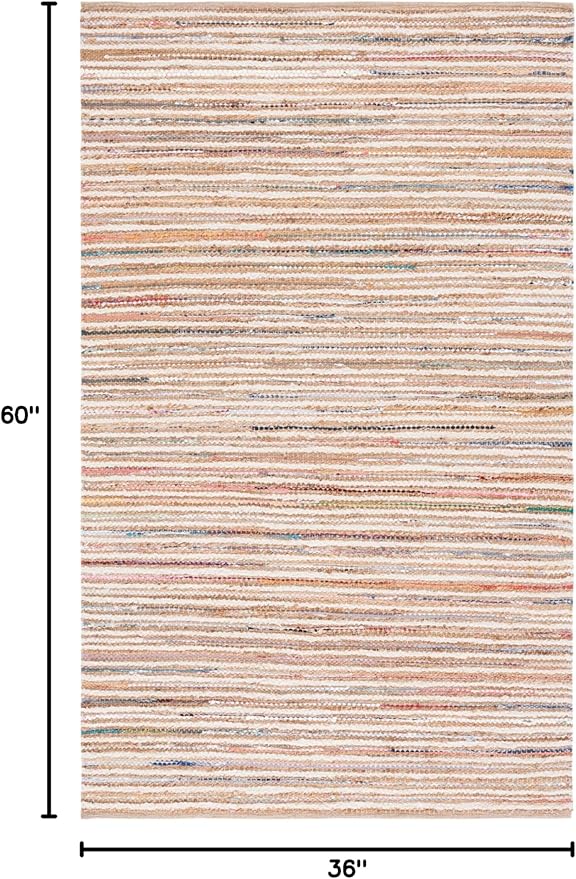 SAFAVIEH Cape Cod Collection Accent Rug - 3' x 5', Natural & Rust, Handmade, Braided Design, Ideal for The Living Room, Bedroom, Dining Room (CAP151P-3)