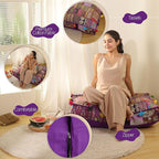 THE ART BOX Cotton Patchwork Vintage Boho Embroidered Floor Pillows & Cushion Cover Dog Pouf Seating Pouf Meditation Pillow Pet Bedding Cat Bed Boho Home Décor (35x35 Inches, Cover Only)