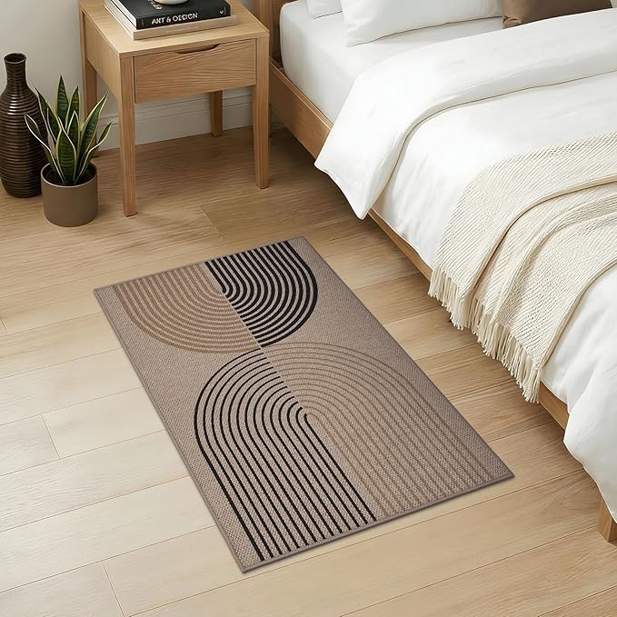 GarveeHome Rainbow Easy Jute Rug 2x3 Entryway Rug Indoor Outdoor Front Door Mat Neutral Non Slip Non Shedding Washable Farmhouse Kitchen Mat