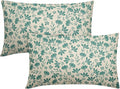 Aqua Floral Pillow Covers 12x20 Set of 2 Vintage Rustic Old Style Cute Small Flower Teal Cream Print Decorative Outdoor Pillowcases Farmhouse Throw Cushion Case Decor for Couch Sofa Bed