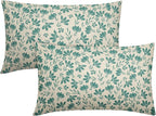 Aqua Floral Pillow Covers 12x20 Set of 2 Vintage Rustic Old Style Cute Small Flower Teal Cream Print Decorative Outdoor Pillowcases Farmhouse Throw Cushion Case Decor for Couch Sofa Bed