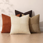 MIULEE Brown Beige Throw Pillow Covers 16x16 Inch Set of 4 Boho Farmhouse Cushion Cases for Livingroom Couch Bed Soft Corduroy Pillow Cases with Invisible Zipper Home Decor