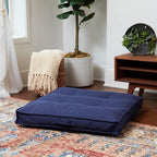 Square Tufted Floor Pillow with Removable Cover, Cobalt, Medium (32")