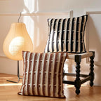 Black Cream Modern Strip Tufted Throw Pillow Covers，Neutral Textured Minimalism Chunky Pillowcases,Bohemian Mid Century Geometric Sham for Couch,1PC,18x18 Inch