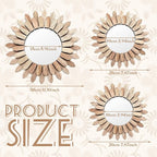 3 Pack Gold Sunburst Mirrors for Wall Decor Circle Flowers Mirrors Decorative Gold Hanging Wall Art Flowers Mirror for Home Living Dinning Room Bedroom Bathroom Boho Decoration Art (Flower)