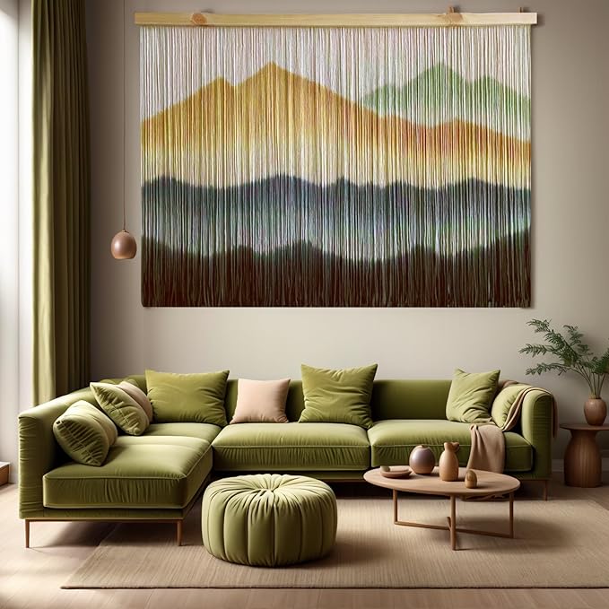 laddawan Extra Large Macrame Wall Hanging Dip-Dyed Tapestry Modern Wooden Home Wall Art For Living room Boho Handmade Wall Decor For Bedroom (Coffee)