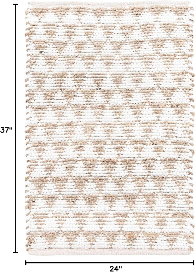 Unique Loom Chindi Jute Collection Area Rug (2' x 3' 1" Rectangle, White/ Natural)