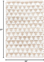 Unique Loom Chindi Jute Collection Area Rug (2' x 3' 1" Rectangle, White/ Natural)