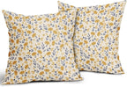Navy Blue Yellow Floral Pillow Covers 16x16 Set of 2 Vintage Rustic Old Style Cute Small Flower Print Decorative Outdoor Pillowcases Farmhouse Throw Cushion Case Decor for Couch Sofa Bed