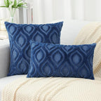 decorUhome Cozy Textured Throw Pillow Covers 20x20 Inch Set of 2, Soft Plush Faux Wool Dark Blue Accent Couch Pillow Covers for Modern Farmhouse Sofa Bed Living Room
