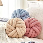 Uvvyui Knot Pillows, 14 Inch Decorative Throw Pillows Round Pillows Cushion, Soft Handmade Knotted Ball Pillow Plush Cushion Home Decor for Bed Couch Living Room (Dusty Pink, 14 Inch)