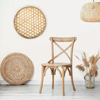 Tatuo Set of 4 Boho Wall Basket Decor Round Rattan Hollow Bamboo Baskets Flower Shape Flat Woven Wall Decor Hanging Basket Set Macrame Tassel Tapestry for Bedroom Living Room