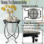 Plant Stand Indoor Outdoor, 15" Tall Flower Pot Stand, Round Metal Corner Plant Stand for Flower Pot, Rustproof Flower Plant Rack Holder for Home, Garden, Patio, Plant Lovers 1 Count