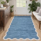 GarveeHome Scalloped Area Rug 4x6 Washable Rug Modern Traditional Floor Cover Foldable Soft Retro Entryway Rug Indoor Distressed Non Slip Carpet Floral Print Mat Bedroom Living Room Bathroom, 4'x6'