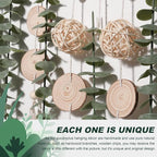 Boho Bathroom Decor Artificial Eucalyptus Hanging Wall Decor Fake Greenery Leaves Plants Wicker Ball on 16.5 inch Stick Rustic Farmhouse Natural Bedroom Kitchen Nursery Office Decorations
