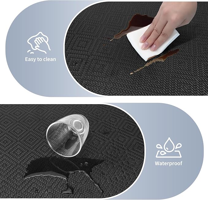 Mattitude Kitchen Mat 2PCS Kitchen Rugs Cushioned Anti-Fatigue Rug Waterproof Standing Desk Mat Kitchen Mats for Floor Kitchen Rug Set for Kitchen, Sink, Office 17.3"×30"+17.3"×59" Black