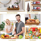 Eccliy 6 Pack Poly Wicker Bread Baskets 19 Inch Imitation Rattan Serving Trays for Bread Snacks Fruit Vegetables Tabletop Display Basket for Kitchen Restaurant Home Hotel
