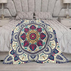 Abstract Mandala Throw Blanket Indian Hippie Bohemian Art Floral Texture Pattern Blanket for Sofa Bed Couch Chair Or Dorm 50"x60"