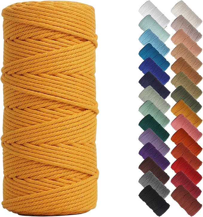 NOANTA Bright Orange Macrame Cord 3mm x 109yards, Colored Macrame Rope, Cotton Rope Macrame Yarn, Colorful Cotton Craft Cord for Wall Hanging, Plant Hangers, Crafts, Knitting