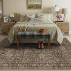6x9 Washable Area Rug for Living Room Bedroom Vintage Brown Carpet Soft Low Pile Traditional Retro Non Slip Throw Rug for Dining Room Entryway Indoor Dorm Kitchen