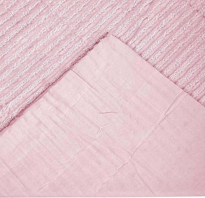 Better Trends Jullian Collection is Super Soft and Light Weight in Bold Stripes Design 100% Cotton Tufted Unique Luxurious Machine Washable Tumble Dry, King Sham, Pink