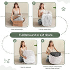 HIGOGOGO Pouf Ottoman Stuffed Round Modern Foam Filled Foot Rest Poufs for Living Room Chair Decorative 26 X 18 Inches Boho Relax Stool for Wedding Christmas Party, Beige