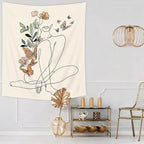 SVBright Abstract Woman Butterfly Fabric Wall Hanging Tapestry 51Wx59H Inch Minimalist Modern Flower Plant Mid Century Terracotta Aesthetic Portrait Beige Home Decor Art for Living Room Bedroom Dorm