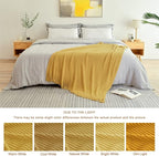 Blagic Knitted Throw Blanket for Couch Soft Farmhouse Boho Throw Blanket with Tassels Home Decorative Lightweight Throw Blankets,Mustard Yellow Throws for Bed/Chair/Sofa, Wheat Textured,50" W x 60" L