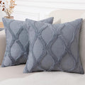decorUhome Spring Euro Sham Throw Pillow Covers 26x26 Inch Set of 2, Soft Plush Faux Fur Wool Blue Grey Accent Couch Pillow Covers for Modern Farmhouse Bed Sofa Living Room