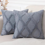 decorUhome Spring Euro Sham Throw Pillow Covers 22x22 Inch Set of 2, Soft Plush Faux Fur Wool Blue Grey Accent Couch Pillow Covers for Modern Farmhouse Bed Sofa Living Room