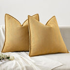 MIULEE Pack of 2 Gold Decorative Pillow Covers 26x26 Inch Soft Chenille Luxurious Couch Throw Pillows Farmhouse Cushion Covers Euro Shams with Elegant Design for Sofa Bedroom Living Room Spring Decor