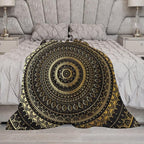 Black Gold Mandala Throw Blanket Boho Indian Hippie Vintage Abstract Bohemian Flower Blanket for Sofa Bed Couch Chair Or Dorm 30"x40"