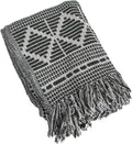 Bloomingville Soft Recycled Cotton Blend Throw with Diamond Pattern, Green and Beige