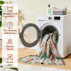 MSGKV Boho Throw Blanket for Couch Chair 100% Cotton Embroidery Floral Blanket 50"x60" Sofa Blankets for All Seasons Lightweight Farmhouse Muslin Spring Breathable Bed Blankets Home Decor