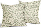 Sage Green Floral Pillow Covers 16x16 Set of 2 Spring Vintage Rustic Old Style Cute Flower Green Cream Print Decorative Outdoor Pillowcases Farmhouse Throw Cushion Case Decor for Couch Sofa Bed