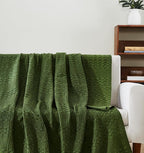 VHC Brands 100% Cotton Waffle Weave Twin Blanket 66"x90", Decorative Lightweight Spring and Summer Throw Blanket, Bedroom Decor for Bed, Couch, or Sofa, Olive Green