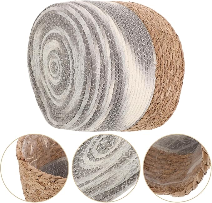 Woven Seagrass Planter Basket for Indoor Plants Decorative Storage Organizer Rustic Flower Pot for Faux Plants and Home for Windowsills and Living Spaces
