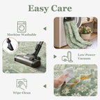 8x10 Sage Green Rugs for Living Room, Modern Vintage Medallion Washable Large Rug for Playroom Bedroom, Cozy Cottagecore Low Pile Thin Soft Carpet Rugs for Dining Room Soft Green